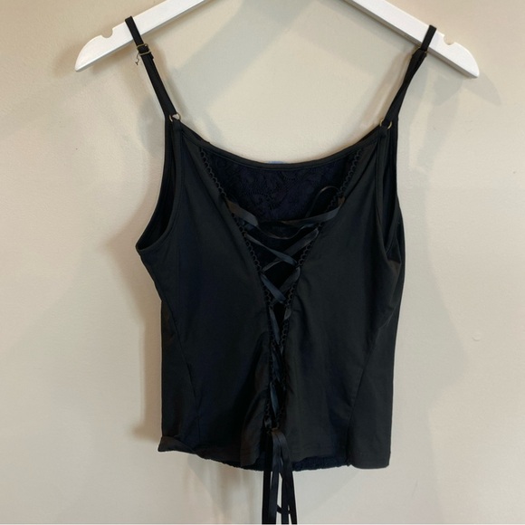 Scarlet Darkness Corset Back Top Lace Button Womens Large Black - Picture 4 of 5